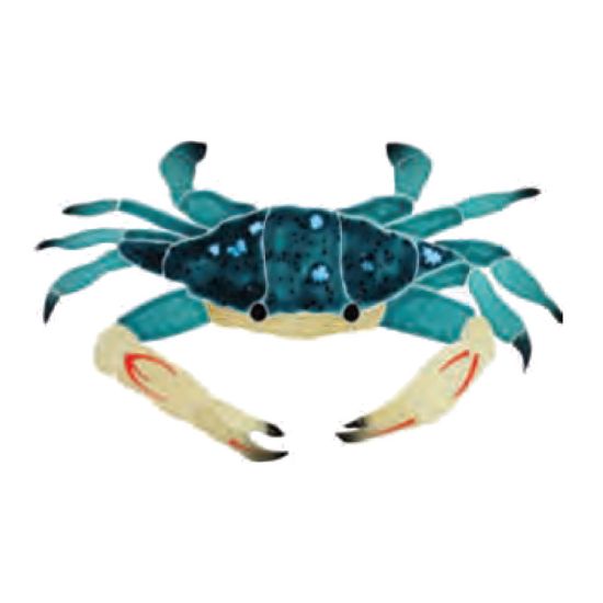CRAB SWIMMER BLUE 7IN X 12IN TILE ARTISTRY IN MOSAICS CBSMCOOS