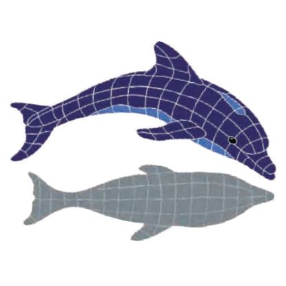 DOLPHIN DIVING BLUE 32IN X 42IN W/ SHADOW TILE ARTISTRY IN  DDSBLUOM