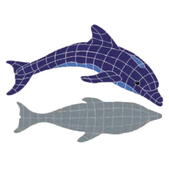DOLPHIN DIVING BLUE 32IN X 42IN W/ SHADOW TILE ARTISTRY IN  DDSBLUOM