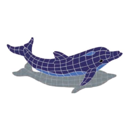 DOLPHIN JUMPING BLUE 19IN X 42IN W/ SHADOW TILE ARTISTRY IN  DJSBLUNM
