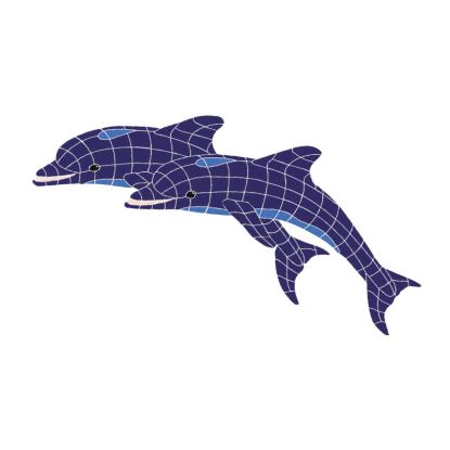 DOLPHINS TWIN BLUE 24IN X 56IN TILE ARTISTRY IN MOSAICS DTWBLUOL