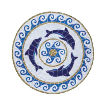 DOLPHIN MEDALLION 36IN X 36IN TILE ARTISTRY IN MOSAICS MDOMCOOL