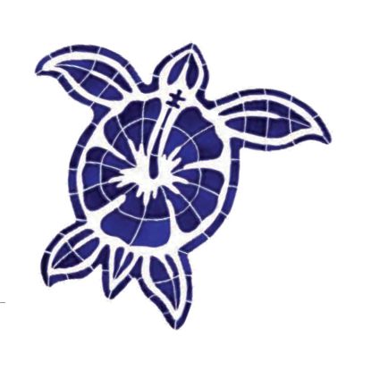 TURTLE HIBISCUS BLUE 24IN X 24IN TILE ARTISTRY IN MOSAICS THIBLUOL