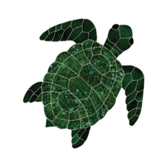 TURTLE GREEN TOP 16IN X 15IN W/ SHADOW TILE ARTISTRY IN  TURGRETM
