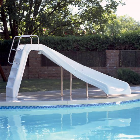 WHITE WATER POOL SLIDE RIGHT WHITE 4' HIGH INTERFAB WWS-CR-SS