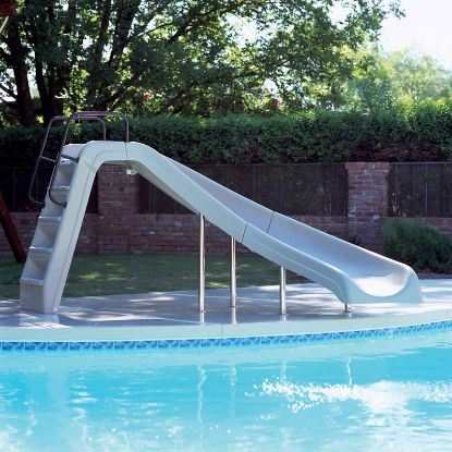 WHITE WATER POOL SLIDE RIGHT TAN 4' HIGH INTERFAB WWS-CRT-SS