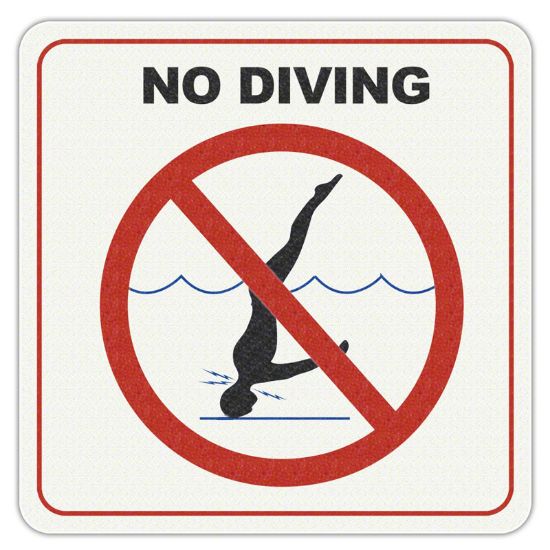 NO DIVING SYMBOL 6IN X 6IN VINYL STICK ON 101TISW0606
