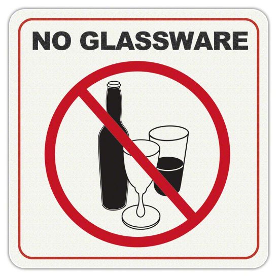NO GLASSWARE SYMBOL 6IN X 6IN VINYL STICK ON 120TISW0606