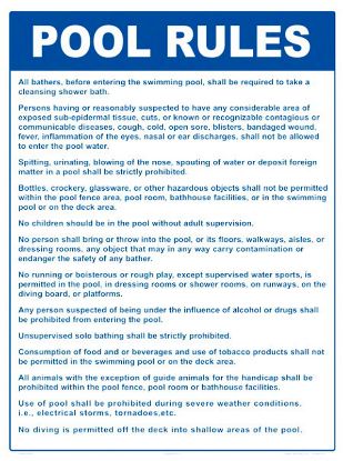 SIGN INPOOL RULESIN (MD 2000WS1824E