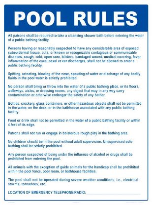 SIGN INPOOL RULESIN (NH 2023WS1824E