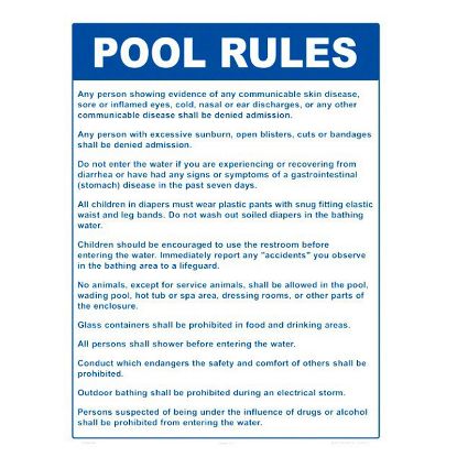 POOL RULES SIGN 2033WS1824E