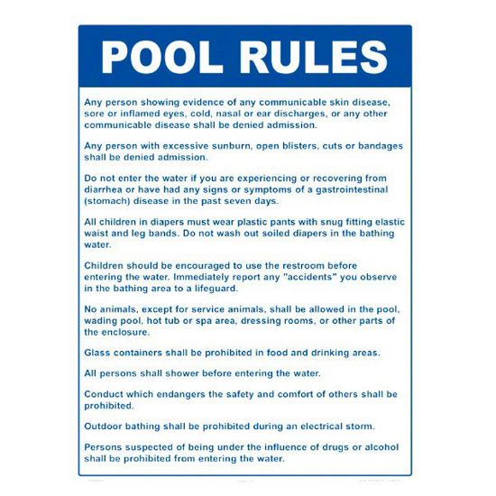 POOL RULES SIGN 2033WS1824E