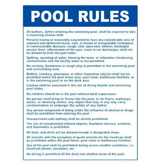 SIGN INPOOL RULESIN (RI 2035WS1824E