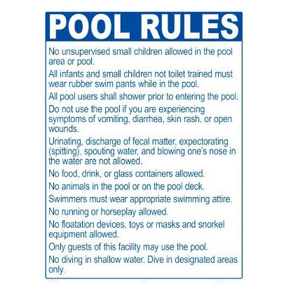 POOL RULES ME ONLY FOR DIVING POOLS 2044WS1824E