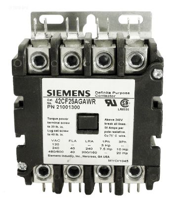 DEFINITE PURPOSE CONTACTOR 4P/50A/208-220 V COIL 21001300