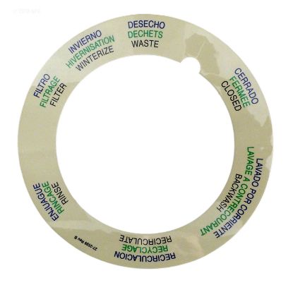 PENTAIR TOP MOUNT VALVE LABEL 272599