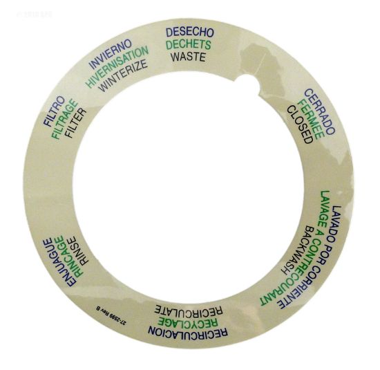 PENTAIR TOP MOUNT VALVE LABEL 272599
