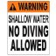 WARNING SHALLOW WATER NO DIVING WITH 4IN AND 6IN LETTERING  6007WS2430E