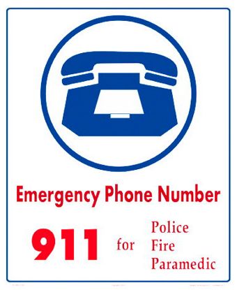 EMERGENCY NUMBERS SIGN 6010WS1012E