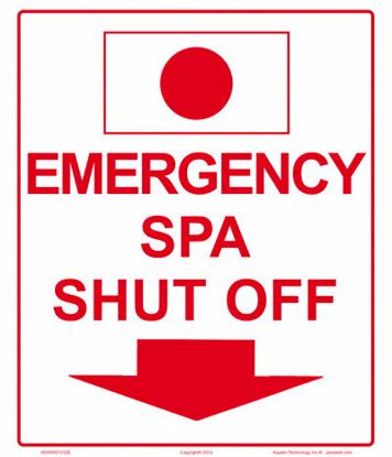 SPA EMERGENCY SHUT OFF SIGN 6505WS1012E