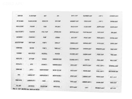 DECAL SET  AUXILLIARY EQUIP 6781+