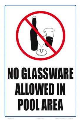 NO GLASSWARE ALLOWED SIGN 6803WS0812E
