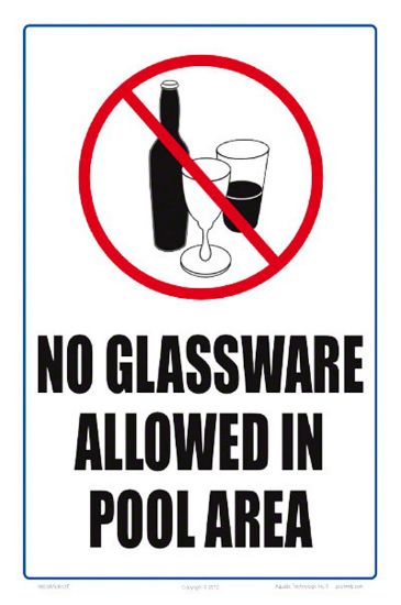 NO GLASSWARE ALLOWED SIGN 6803WS0812E