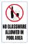 NO GLASSWARE ALLOWED SIGN 6803WS0812E