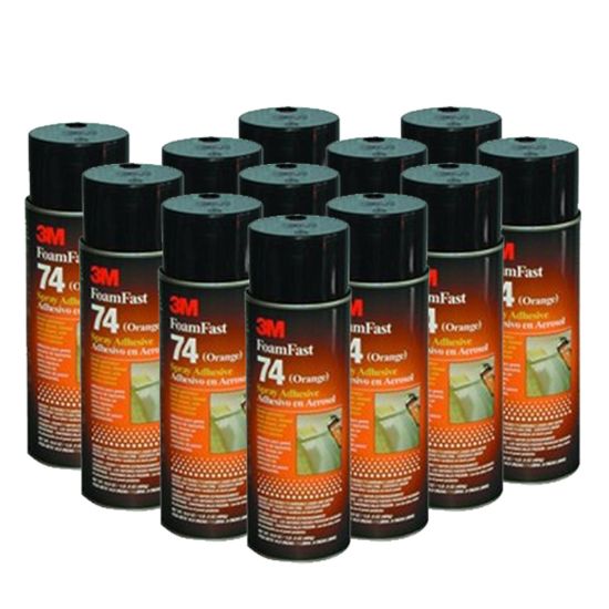 1 QT 3M ORANGE #74 SPRAY ADHESIVE CASE OF 12 FOAM FAST 743MCS