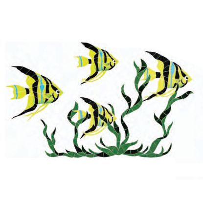 FISH GROUP W/ SEAGRASS 31IN X 50IN TILE ARTISTRY IN MOSAICS ART-FGSYELLM