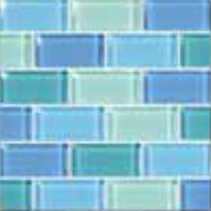 AIM TURQUOISE BLUE 1IN X 2IN GLASS TILE 11 SHEETS 11 SF/ CTN GC82348T1