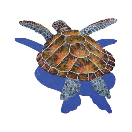 LGGRHEAD TURTLE 36IN X 38IN GLASS W/ SHADOW TILE ARTISTRY IN G-LTSHL