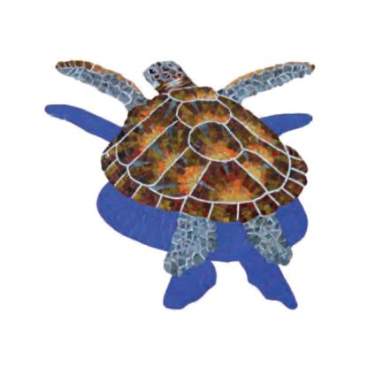 LGGRHEAD TURTLE 28IN X 29IN GLASS W/ SHADOW TILE ARTISTRY IN G-LTSHS