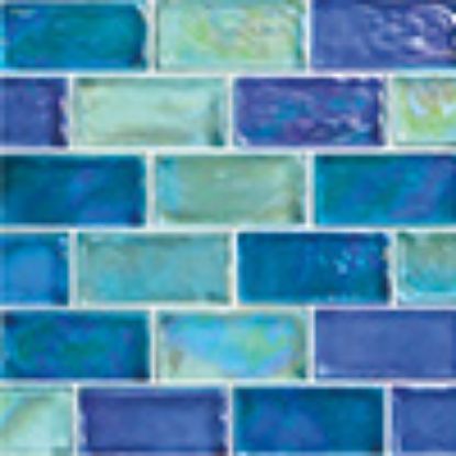 AIM LIGHT BLUE BRICK 1IN X 2IN GLASS TILE 11 PCS 11 SF/ CTN  GP82348B4