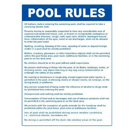 SIGN INPOOL RULESIN (MD) ALUMINUM MD2000WA1824E