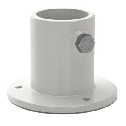 DECK LADDER FLANGE ALUMINUM 1.5IN TUBE ABOVE ROUND WHITE  PF-2115-L