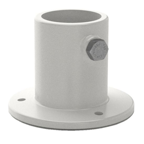 DECK LADDER FLANGE ALUMINUM 1.5IN TUBE ABOVE ROUND WHITE  PF-2115-L