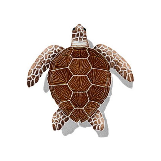 LGGRHEAD TURTLE BROWN 9IN X 8IN W/ SHADOW TILE ARTISTRY IN  TLSBROS