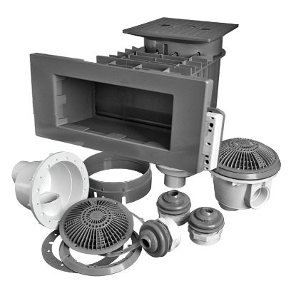 SKIMMER 1.5IN STANDARD PACK GREY W/ MAIN DRAIN & 2 545-8437