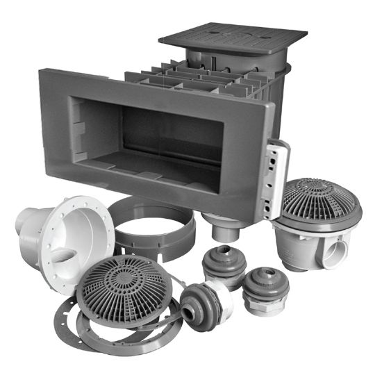 SKIMMER 1.5IN STANDARD PACK GREY W/ MAIN DRAIN & 2 545-8437