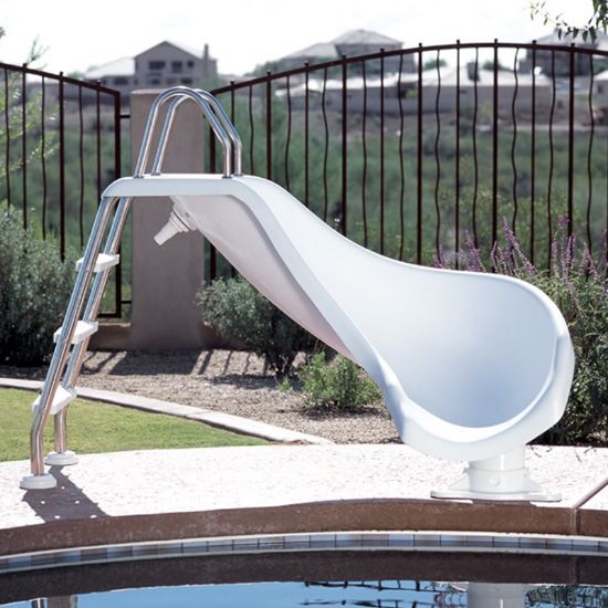ZOOMERANG POOL SLIDE RIGHT WHITE 3' HIGH INTERFAB ZM-CR-SS