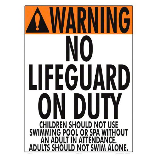 ALUMINUM WARNING NO LIFEGUARD 18X24 1001WA1824E