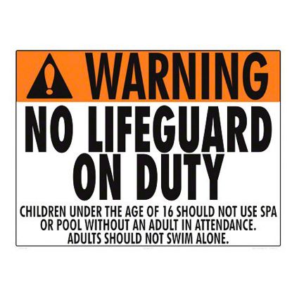 NO LIFEGUARD ON DUTY SIGN 1303WS2418E