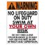 SIGN WARNING NO LIFE GUARD ON DUTY MD VERSION PLASTIC 18X24 1507WS1824E