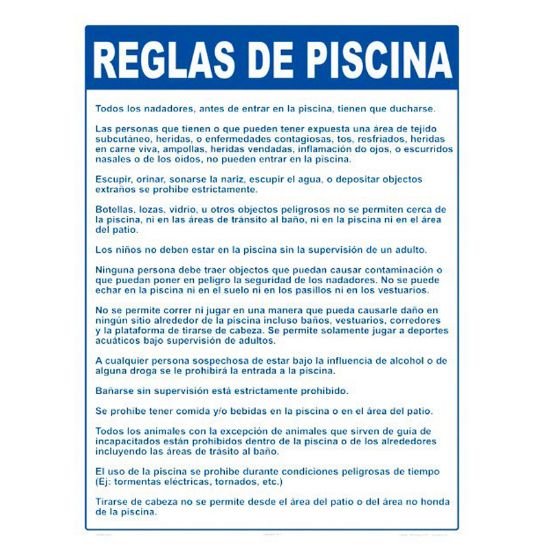 POOL RULES IN SPANISH 2000WS1824S
