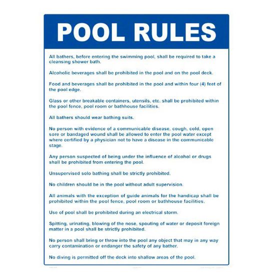 POOL RULES STANDARDS DELEWARE 18IN x 24IN 2009WS1824E