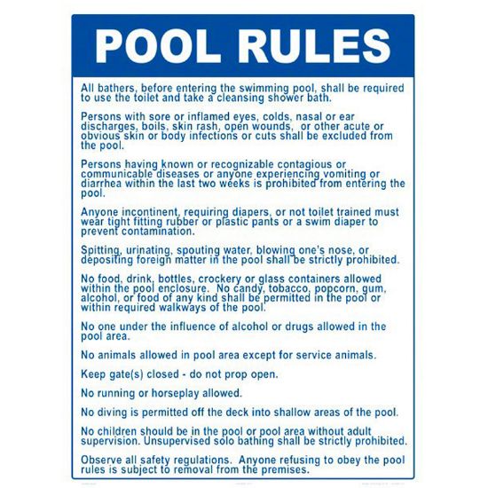 ALUMINUM POOL RULES 18X24 MAIN STYLE A 2039WA1824E