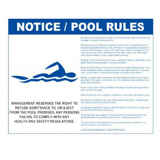 SIGN INPOOL RULESIN (NH 3023WS3024E