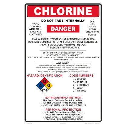CHLORINE INSTRUCTIONS SIGN 5340WS1218E