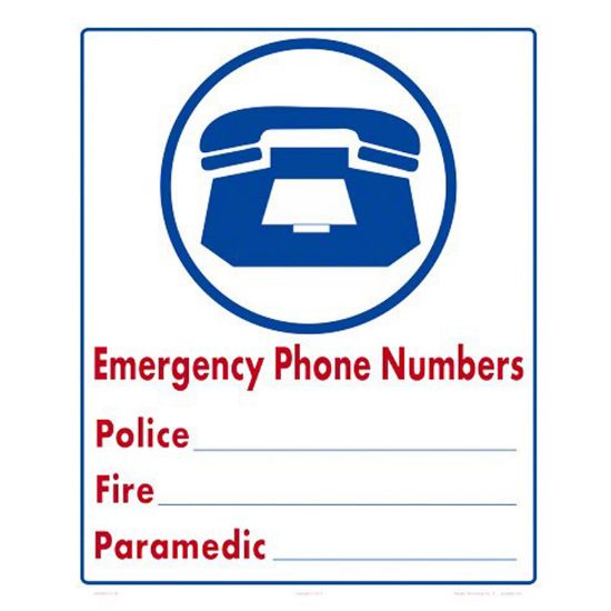 EMERGENCY PHONE NUMBER SIGN 6004WS1012E